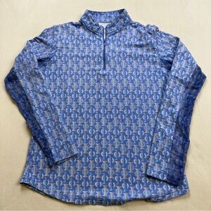 Blue Patterned Long Sleeve Women's Top